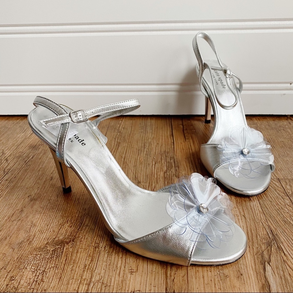 kate spade Silver Floral Slingback Heels